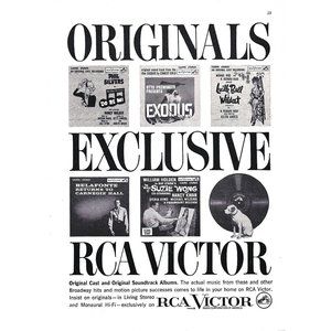 RCA Victor Broadway Originals Records AD 1960s Vintage Print Ad 9 in Exodus